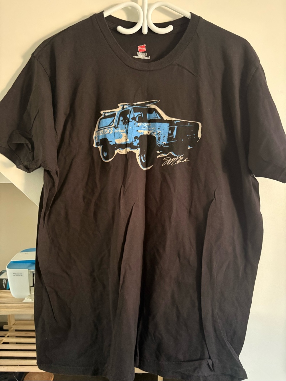 Mavericks Surf Shop Black Short-Sleeve Tee with Surf Truck Graphic